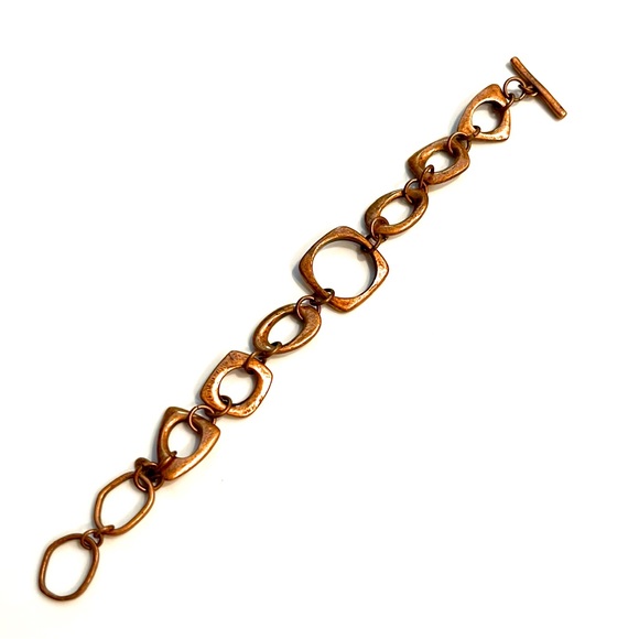 ⌛️Vintage 1980s  Copper Modern shapes link bracelet - Picture 3 of 4